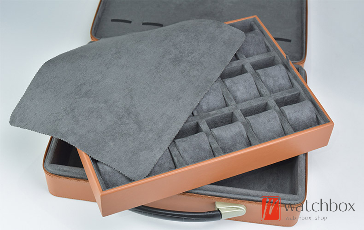 Superior Quality Portable Microfiber Leather Watch Case Jewelry Storage Organizer Display Box Travel  Suicase 18+6