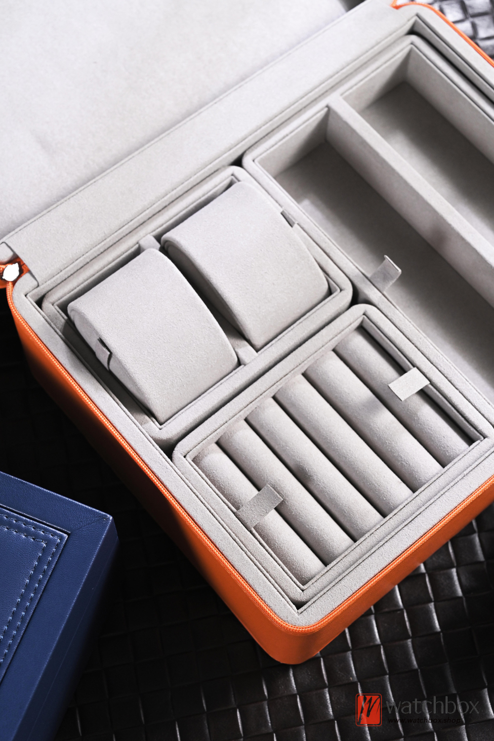 Microfiber Leather Multi-function Combination Watch Jewelry Case Storage Organizer Box Travel Portable Carring Zipper Box Gift Box