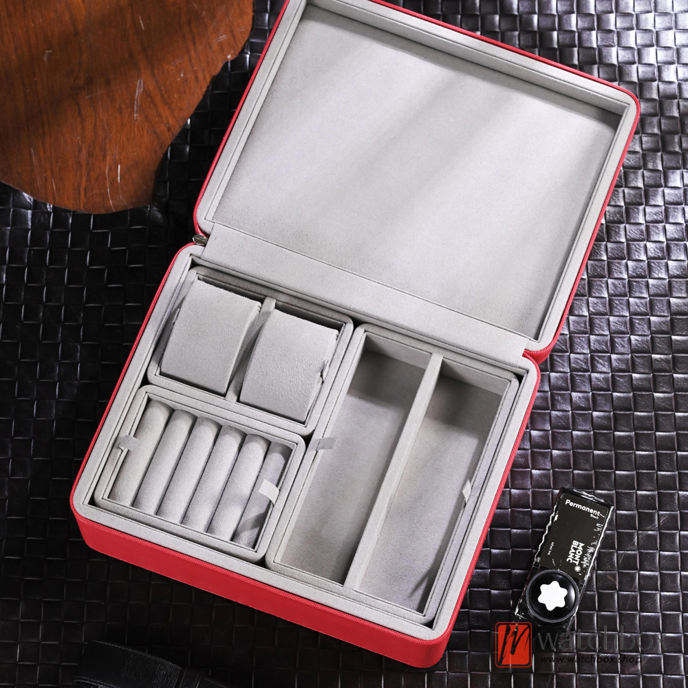 Microfiber Leather Multi-function Combination Watch Jewelry Case Storage Organizer Box Travel Portable Carring Zipper Box Gift Box