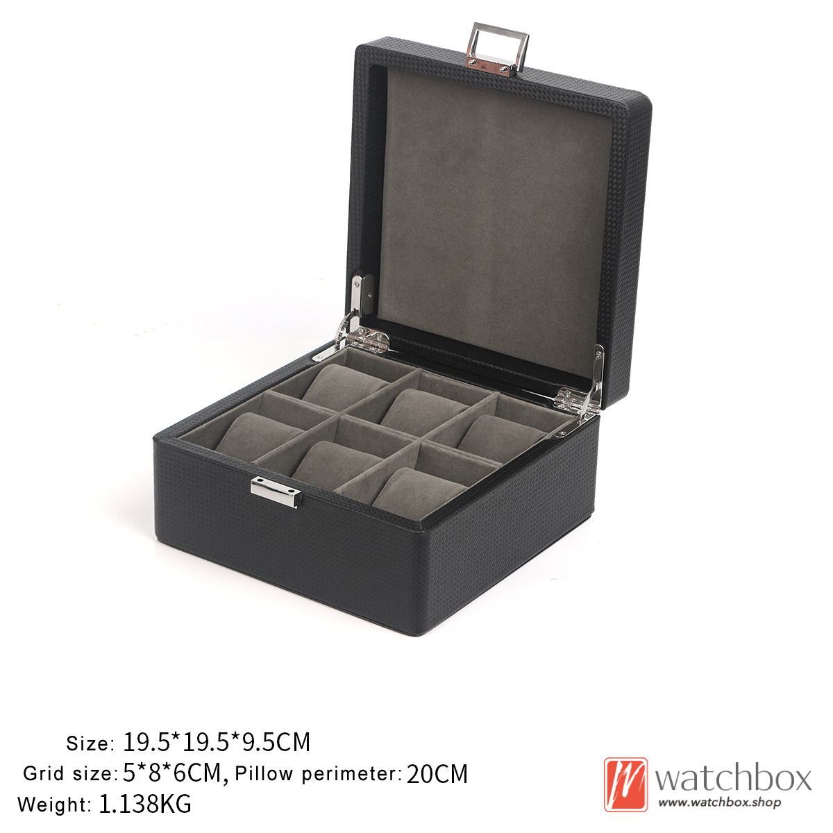 Black PU leather Watch Jewelry Case Organizer Storage Box Display Box