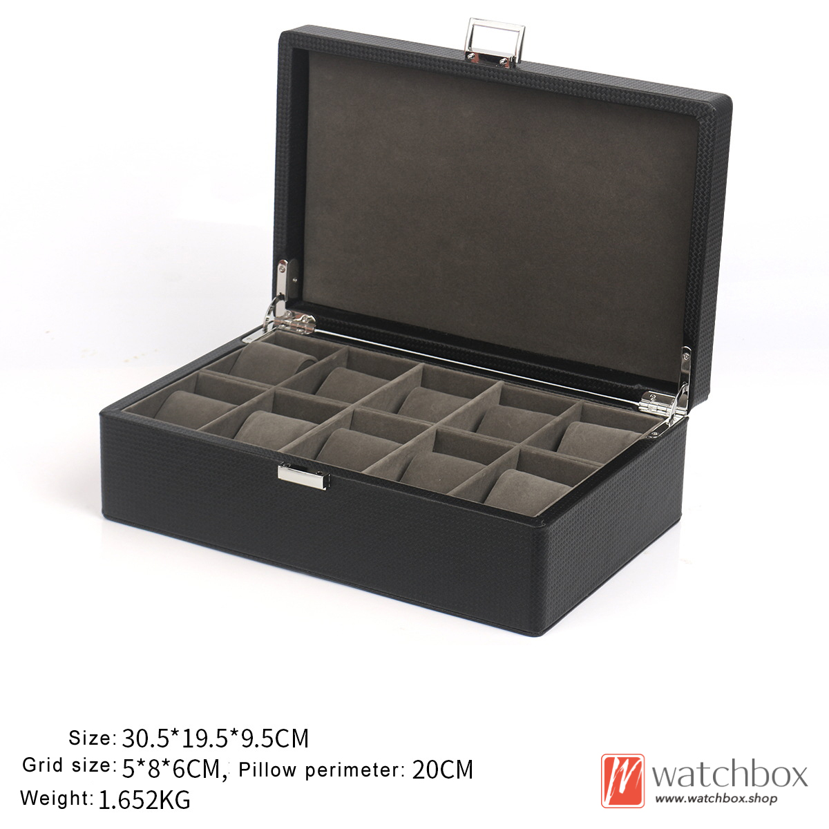 Black PU leather Watch Jewelry Case Organizer Storage Box Display Box