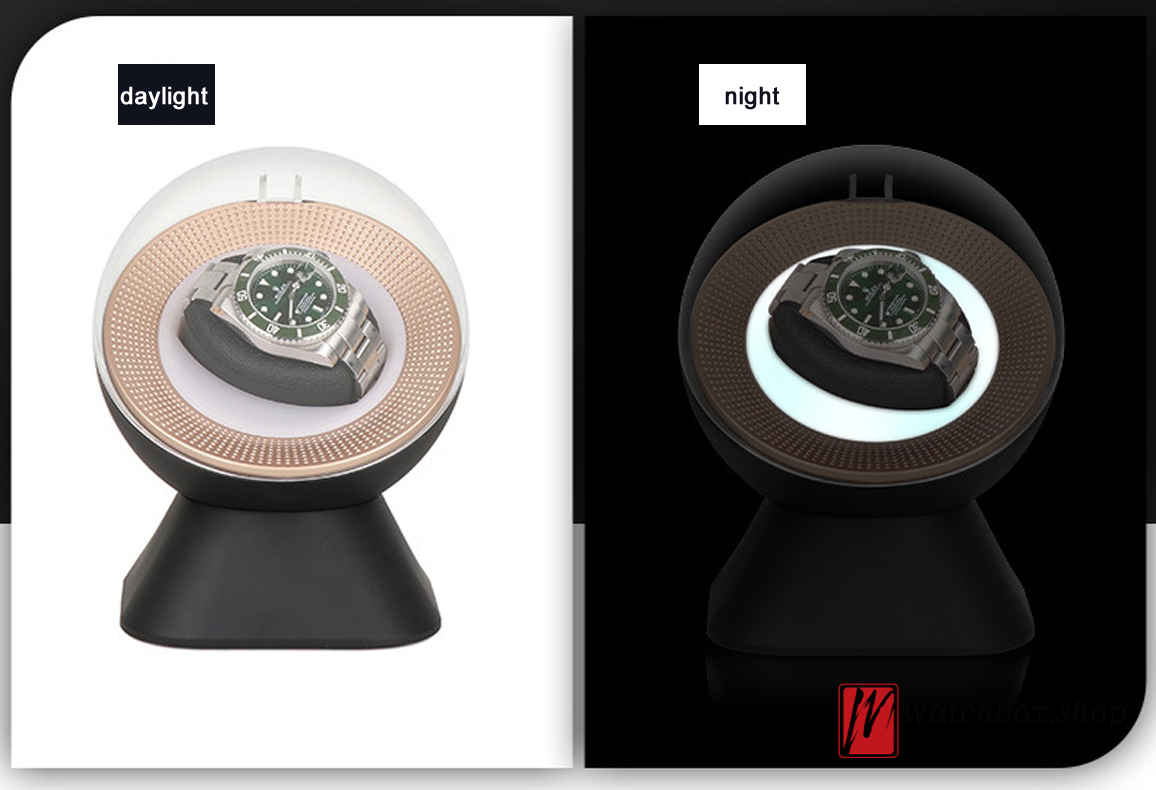 Small Round Glass Cover Led Automatic Mechanical Watch Winder Shake Box Watch Storage Display Box Small Round Glass Cover Led Automatic Mechanical Watch Winder Shake Box Watch Storage Display Box