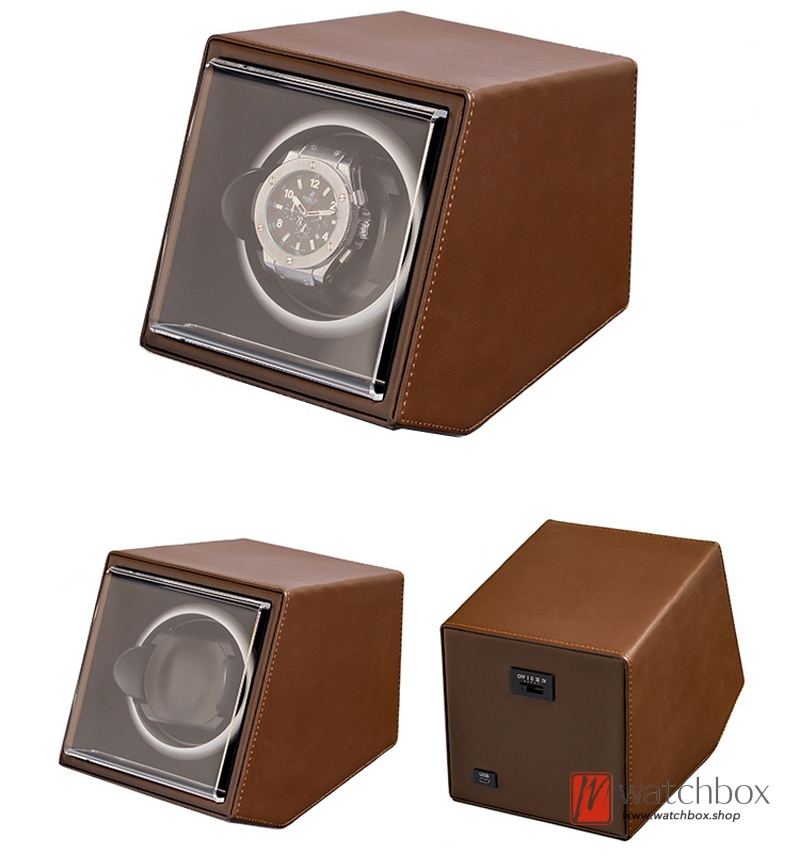 Single Leather Automatic Mechanical Watch Winder Shake Box Case Storage Display Box 1+0
