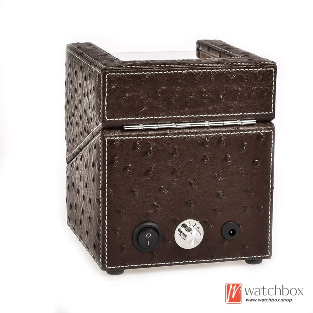 Ostrich Pattern PU Leather Single Automatic Mechanical Watch Winder Shake  Box Case Storage Display Box 1+0