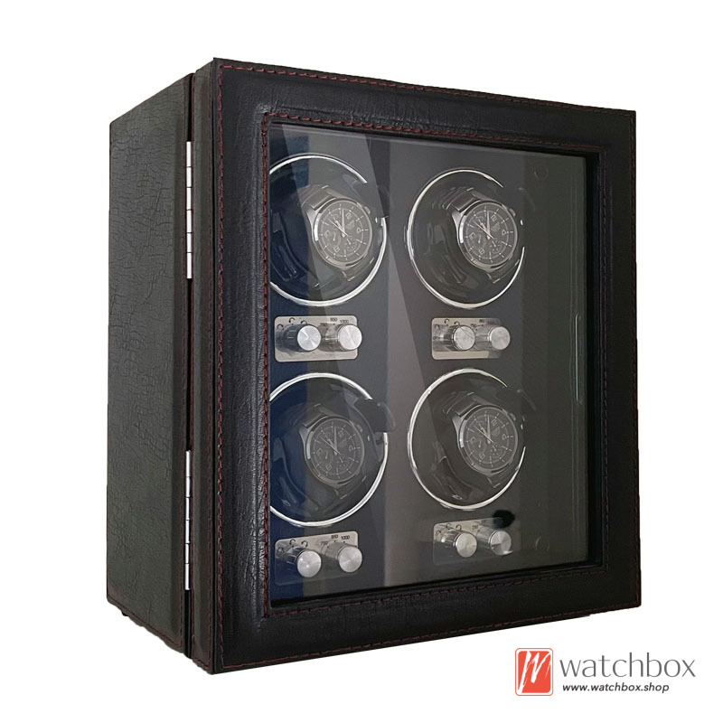 Black Leather Mechanical Watch Winder Automatic Anti-magnetic Mute Shake Box Watch Case Storage Display Box Home Decoration