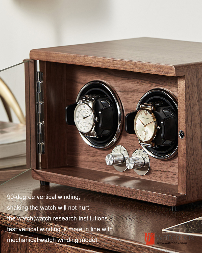 Superior Quality Wood Home Decoration Automatic Rotate Antimagnetic Mechanical Watch Winder Shake Case Storage Display Box