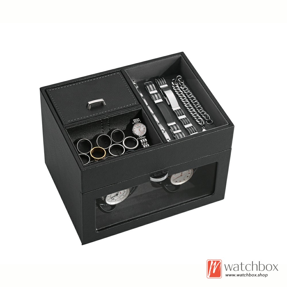 Leather Automatic Rotate Mechanical Watch Winder Display Shake Box Jewelry Case Storage Box