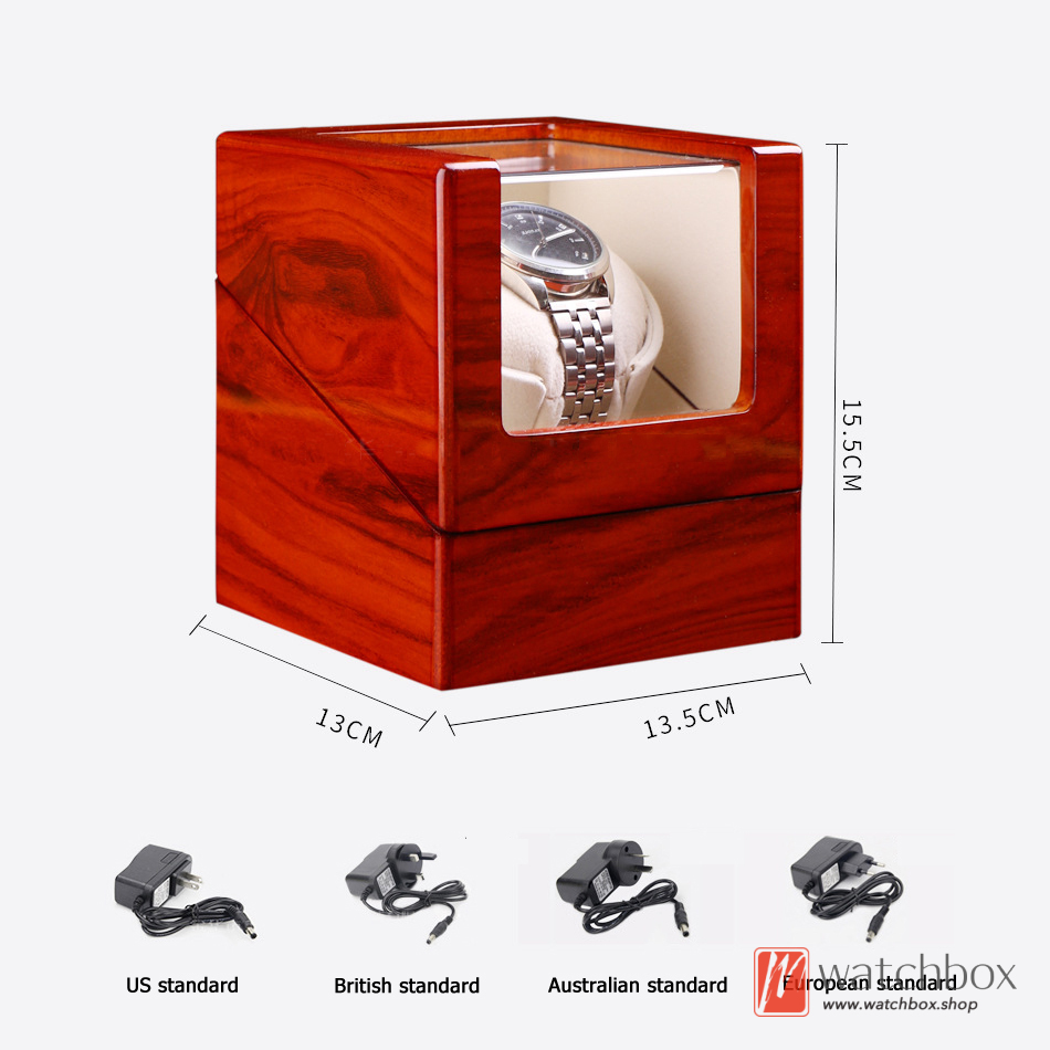 Classical Mini Automatic Rotate Mechanical Watch Winder Shake Box Watch Case Wood Grain Storage Display Box