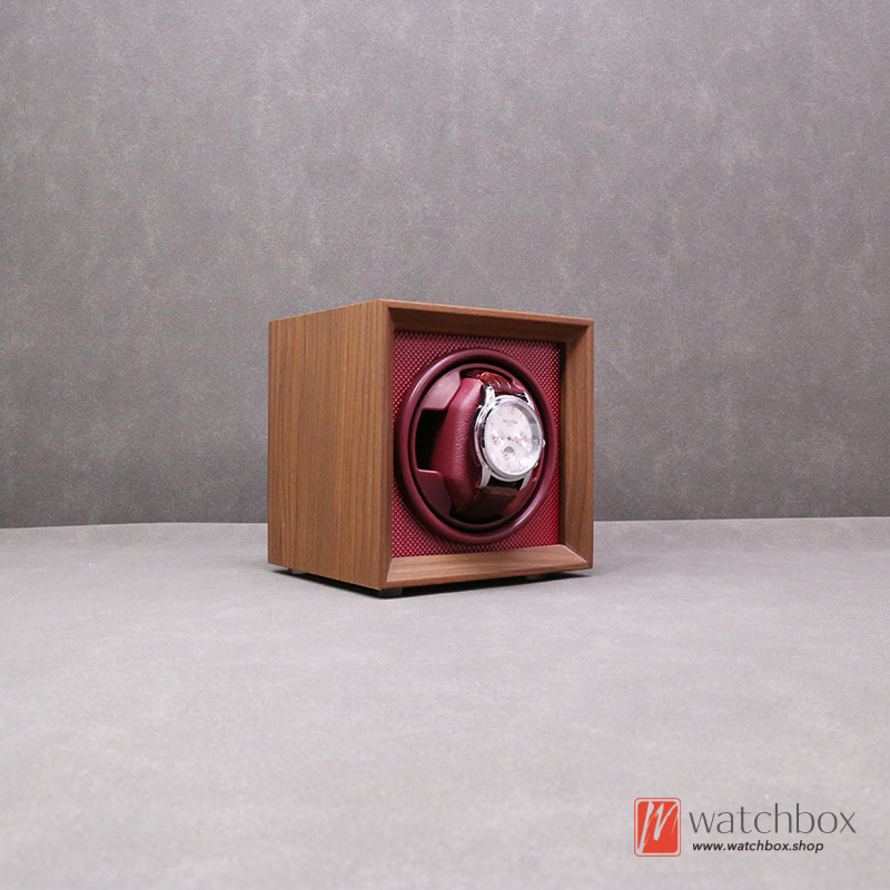 Mini Portable Square Black Walnut Grain Wood Silent Watch Winder Automatic Mechanical Watch Shake Box Travel Storage Box